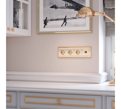 Накладка для розетки телефонной RJ-11 Werkel шампань рифленый W1192010