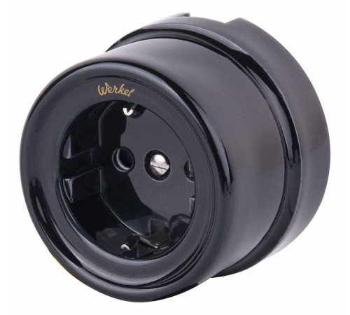 Розетка с заземлением Werkel Ретро черные W5671008