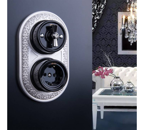 Розетка с заземлением Werkel Ретро черные W5671008