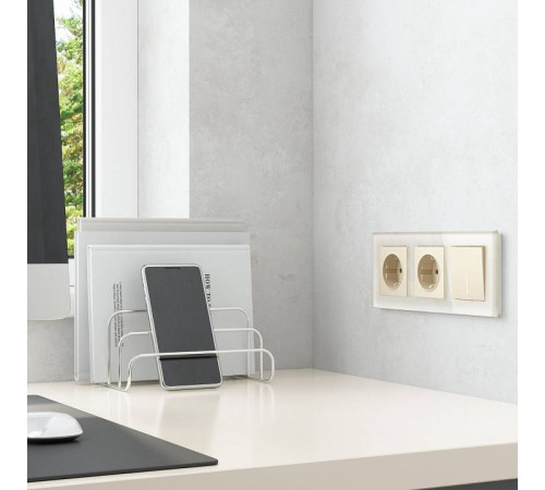 Выключатель одноклавишный с подсветкой без рамки Werkel Айвори матовый W1110162