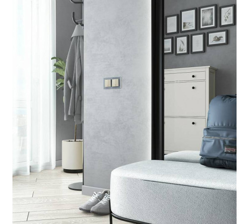 Выключатель двухклавишный без рамки Werkel Айвори матовый W1120062