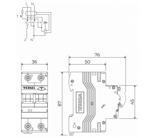 Дифференциальный автоматический выключатель 1P Werkel W922P324