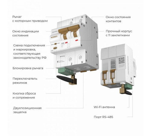 Автоматический выключатель 2P с Wi-Fi Werkel W1002P6301