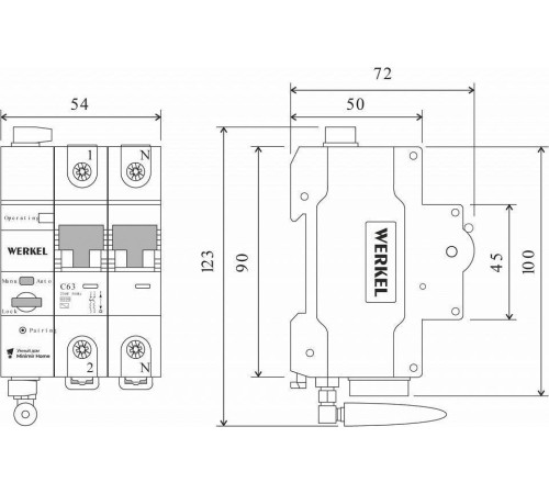 Автоматический выключатель 2P с Wi-Fi Werkel W1002P6301
