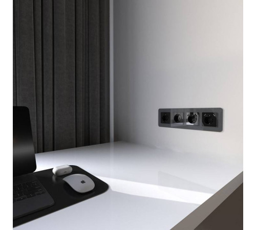 Накладка для розетки с заземлением и 2хUSB Werkel Черный акрил W1179548