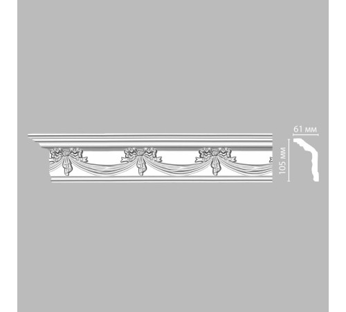 Плинтус потолочный DECOMASTER 95603 с рисунком полиуретан 105х61х2400 мм 95603