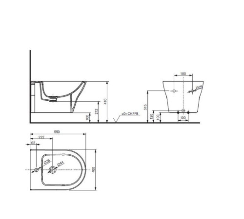 Биде подвесное TOTO MH 40x55x31 см с 1 отверстием CeFiONtect белый BW10045G1#XW