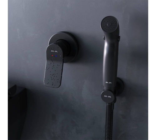 Смеситель встраиваемый с гигиеническим душем AM.PM X-Joy черный матовый F40H85A22