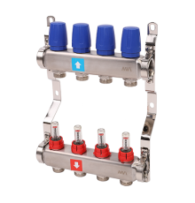 Коллекторная группа Hogert Premium 1 x 3/4 EK 4 выхода с расходомерами HOGMS50406