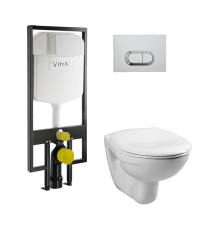 Комплект унитаз подвесной VitrA Normus с инсталляцией и кнопкой хром 9773B0037202