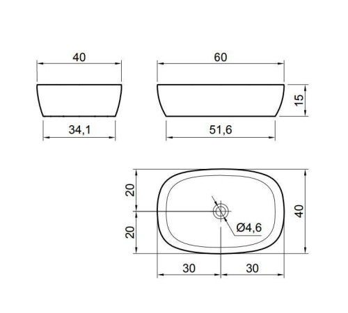 Раковина накладная Antonio Lupi Senso 60х40х15 см без отверстия белая SENSO