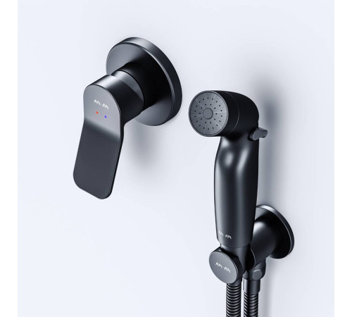Смеситель встраиваемый с гигиеническим душем AM.PM X-Joy черный матовый F40H85A22