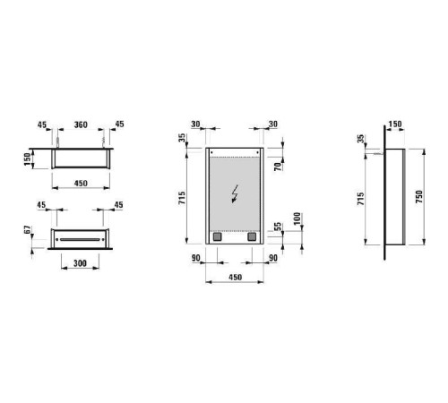 Шкаф зеркальный Laufen Frame 25 45x15x75 см левый LED-подсветка белый 4.0835.1.900.145.1