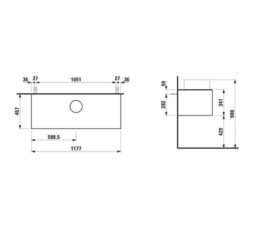 Тумба под раковину Laufen Sonar 117.5 х 45.5 х 34 см подвесная 1 ящик титан/черный мрамор 4.0542.1.034.142.1