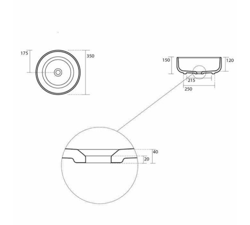 Раковина-чаша Kerasan Nolita 35х35 см круглая без отверстия белый глянцевый 534501