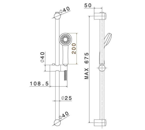 Душевой гарнитур Kerama Marazzi Piano со штангой и ручным душем хром 69356KM.21.018