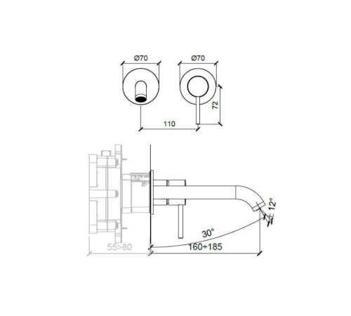 Смеситель для раковины Almar E210054 настенный никель брашированный E210054.NB