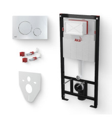 Система инсталляции AlcaPlast Sadromodul AM101/1120 с кнопкой M671 хром, с шумоизоляцией AM101/1120/M671