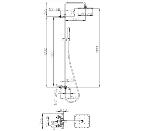 Душевая стойка с термостатом Bossini Cosmo хром L10403.1.030