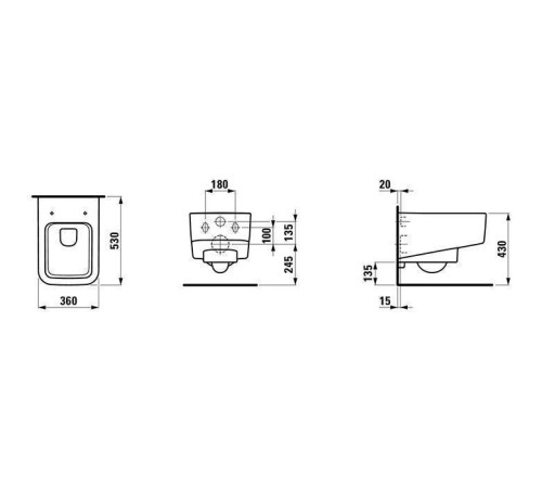 Унитаз подвесной безободковый Laufen Pro S 53х36х29.5 см белый 8.2096.2.000.000.1