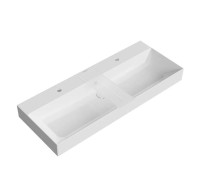 Раковина подвесная Kerama Marazzi Grande 119.5х18 см 2 отверстия белый глянец GR.wb.120.2