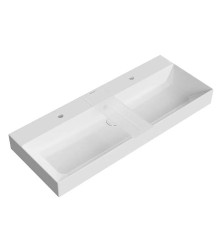 Раковина подвесная Kerama Marazzi Grande 119.5х18 см 2 отверстия белый глянец GR.wb.120.2