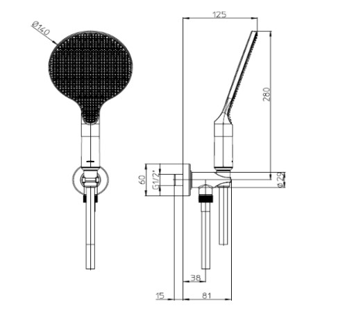 Душевой комплект Bossini Apice ручной душ со шлангом и держателем черный матовый CE3002C.073
