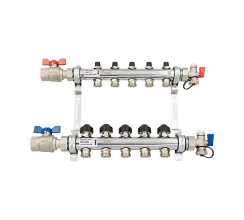 Комплект коллекторов REHAU HKV с балансировочными, термоклапанами и шаровыми кранами 5 выходов 1 x 3/4 12180513001