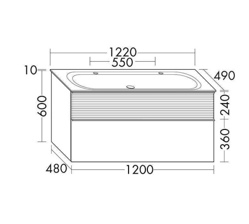 Комплект мебели Burgbad Fiumo 122х49х61 см 2 отв. Eiche/Белый SFXO122F3956FOT45G0200C0001