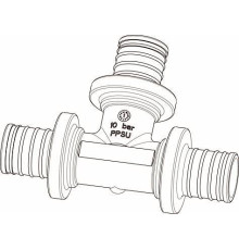 Тройник равнопроходной аксиальный ELSEN Monolit 25x25x25 мм PPSU EFA31.252525P