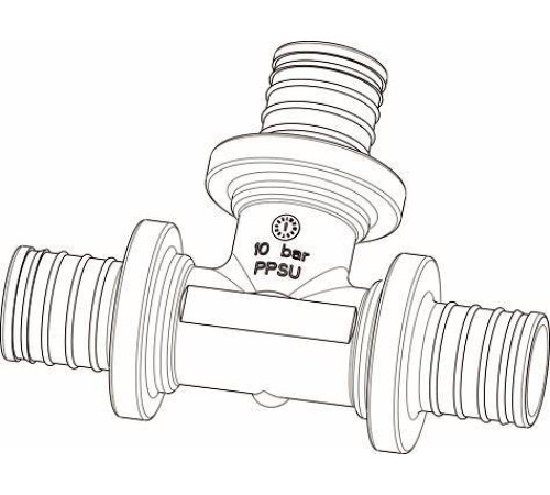 Тройник равнопроходной аксиальный ELSEN Monolit 25x25x25 мм PPSU EFA31.252525P