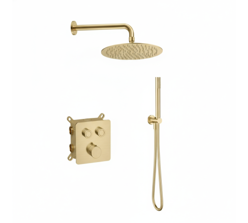 Душевая система Aquanet Siena с термостатом верхним и ручным душем золото AQM8414BG