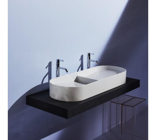 Раковина накладная Laufen Sonar 100x37x13 см двойная без отверстия с декором белый 8.1234.9.000.112.1