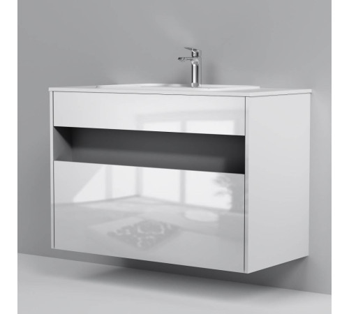 База под раковину AM.PM Func 100 см с нишей и 1 ящиком белый глянец M8FFUX1001WG