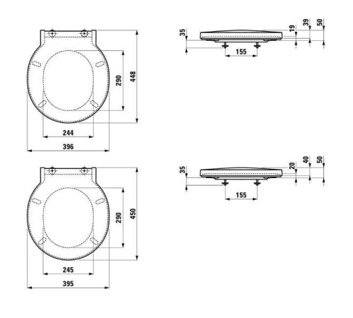 Сиденье для унитаза Laufen Val 45x39.5x5 см с микролифтом белое 8.9428.1.000.000.1