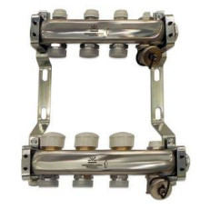 Коллекторный блок Gekon 1 x 3/4 3 выхода из нержавеющей стали с расходомерами GK 73103