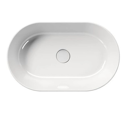 Раковина накладная GSI KUBE X 600х370 мм овальная с донным клапаном 9458PVC11