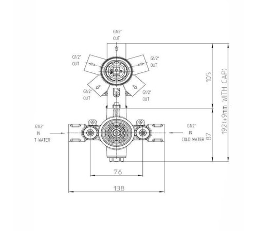 Термостат для душа Bossini Oki встраиваемый с девиатором черный Z00002.073