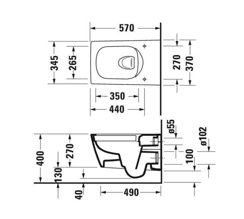 Унитаз подвесной Duravit Viu Rimless WonderGliss 37x57 см белый 25110900001