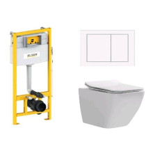Комплект ELSEN E05 унитаз подвесной 360x530x365 мм инсталляция и клавиша белый EIN5001120E05white818BSet