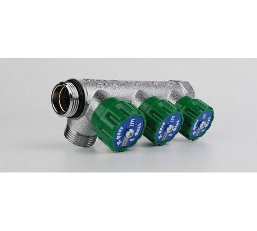 Коллектор модульный Hoger TIN 1 x 3/4 EK 3 контура вентили 90° латунь EMW0203T