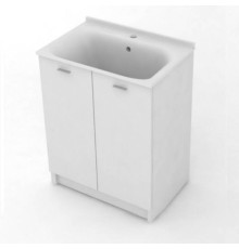 Комплект для постирочной Kerasan Aquadom 75х50 см база раковина 1 отверстие выпуск сифон напольный белый матовый 9164K3.1