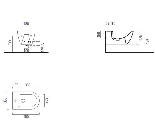 Биде подвесное GSI Pura 550х360 мм белый глянцевый 8865FR5111