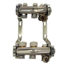 Коллекторный блок Gekon 1 x 3/4 2 выхода из нержавеющей стали с расходомерами GK 73102