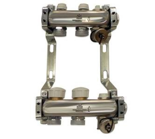 Коллекторный блок Gekon 1 x 3/4 2 выхода из нержавеющей стали с расходомерами GK 73102