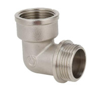 Угольник резьбовой 90° Gappo 1/2 ВР/НР латунный никелированный G2207