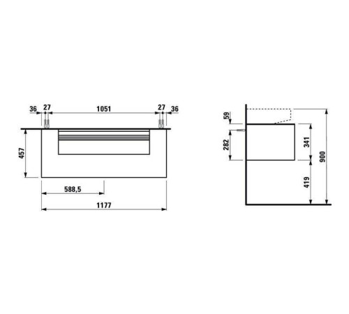 Тумба под раковину с раковиной Laufen Sonar 117.5х45.5х34 см титан/черный мрамор 8.1634.7.000.104.1 / 4.0546.1.034.142.1