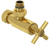 Вентиль регулировки температуры угловой Сунержа Крест G 1/2 HP - G 3/4 НГ золото глянцевое 03-1408-1234