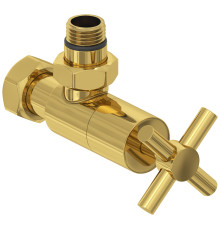 Вентиль регулировки температуры угловой Сунержа Крест G 1/2 HP - G 3/4 НГ золото глянцевое 03-1408-1234