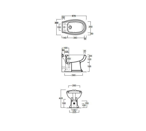 Биде напольное Simas Arcade 36х57 см AR833bi